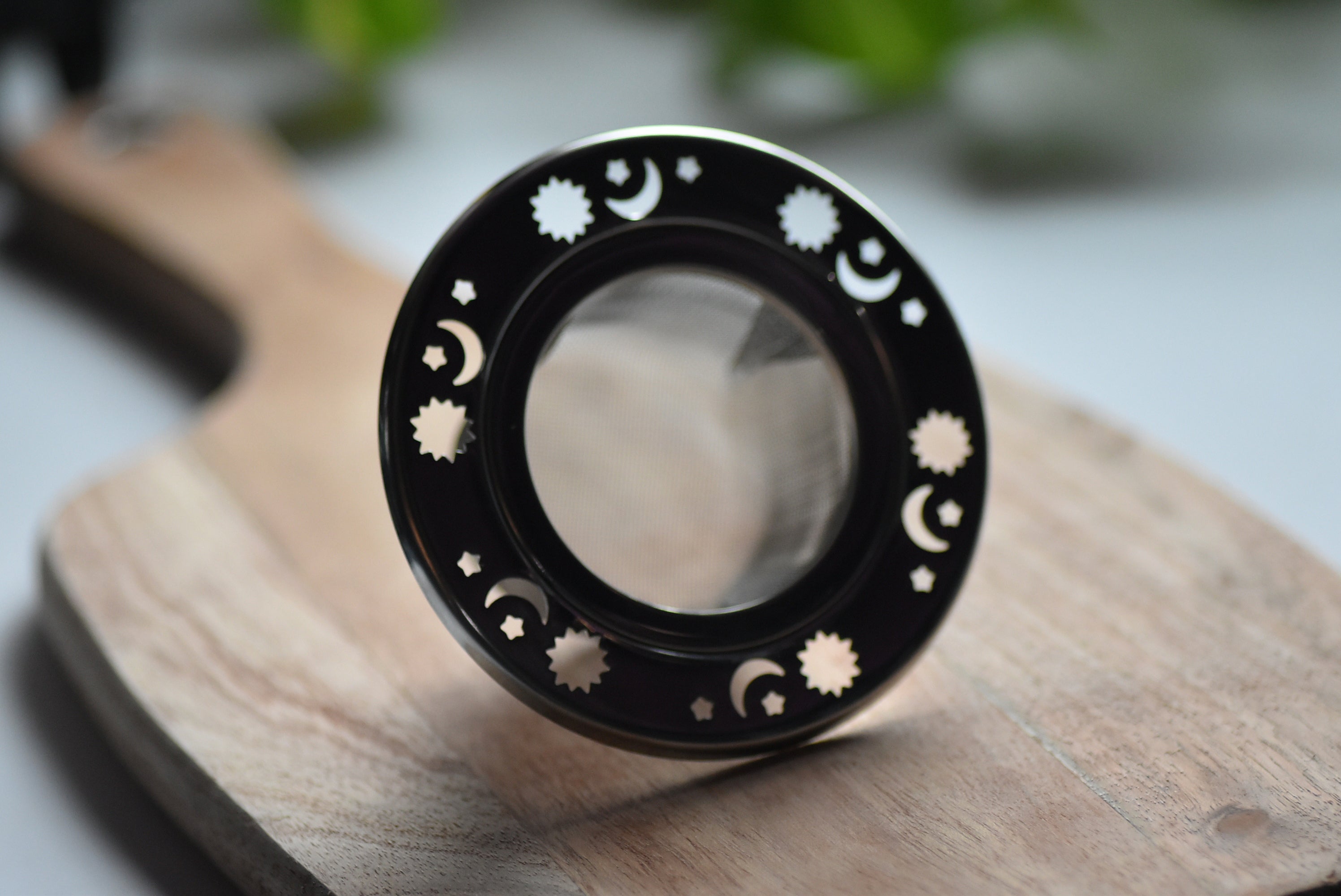 Metal Tea Strainer - Celestial Cut Outs - Deep Basket