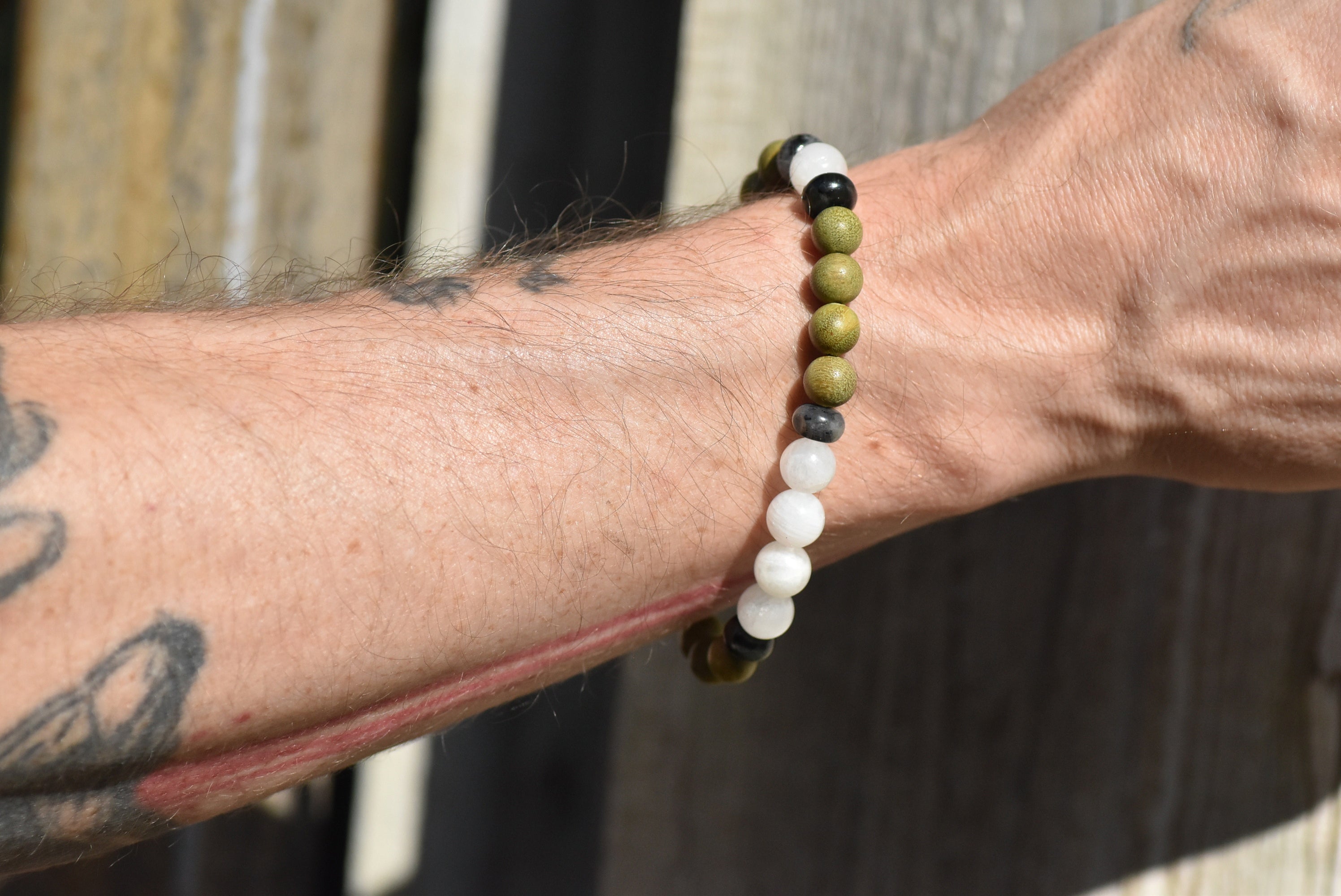 Moonleaf Wanderer - Tea and Herb inspired Wood and Crystal bracelet