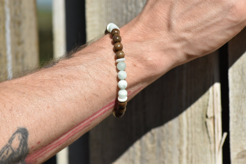 Duskleaf Oracle - Tea and Herb inspired Wood and Crystal bracelet