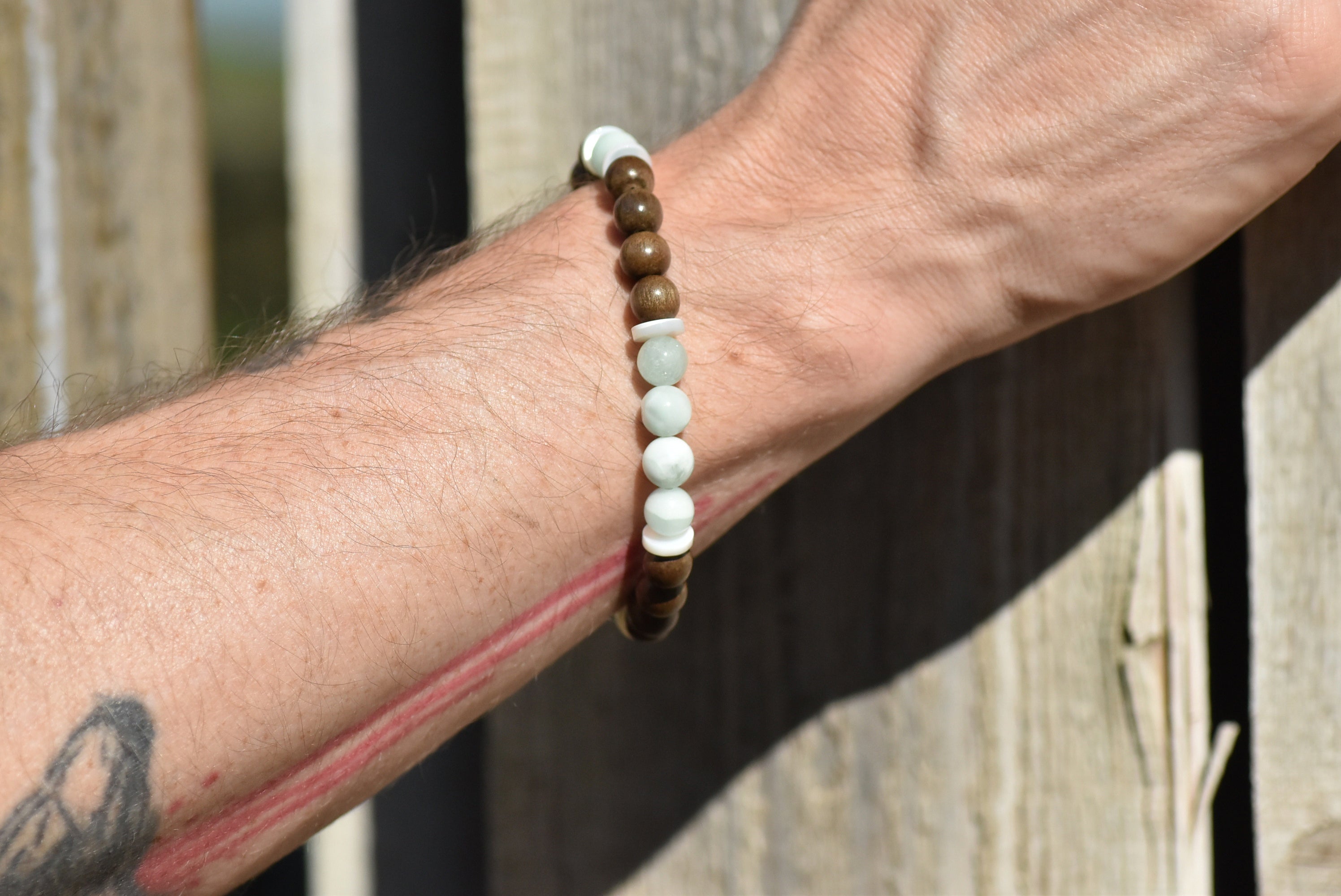 Duskleaf Oracle - Tea and Herb inspired Wood and Crystal bracelet