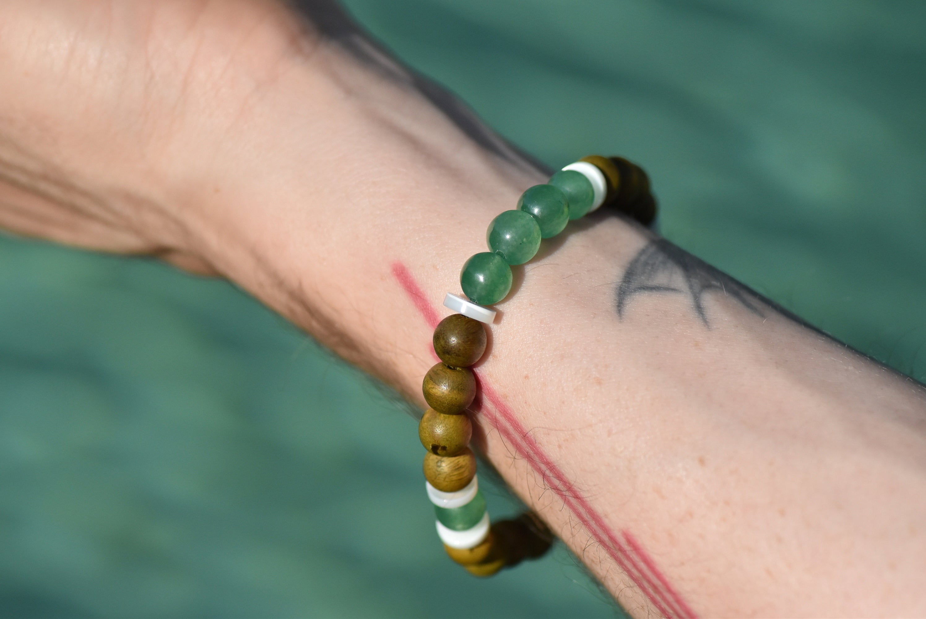 Mosswood Sentinel - Tea and Herb Inspired Wood and Stone Bracelet