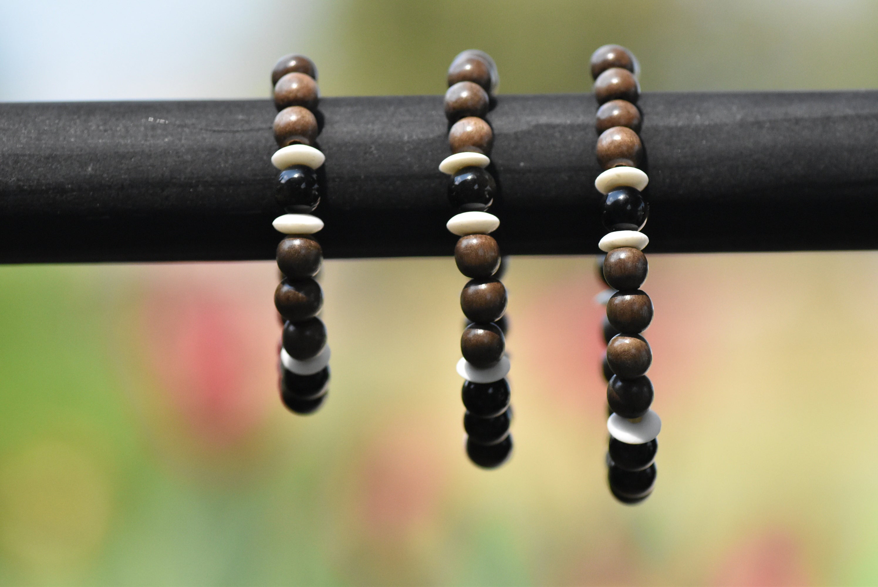 Hel - Golden Obsidian, Grey wood, and Ox Bone Bracelet