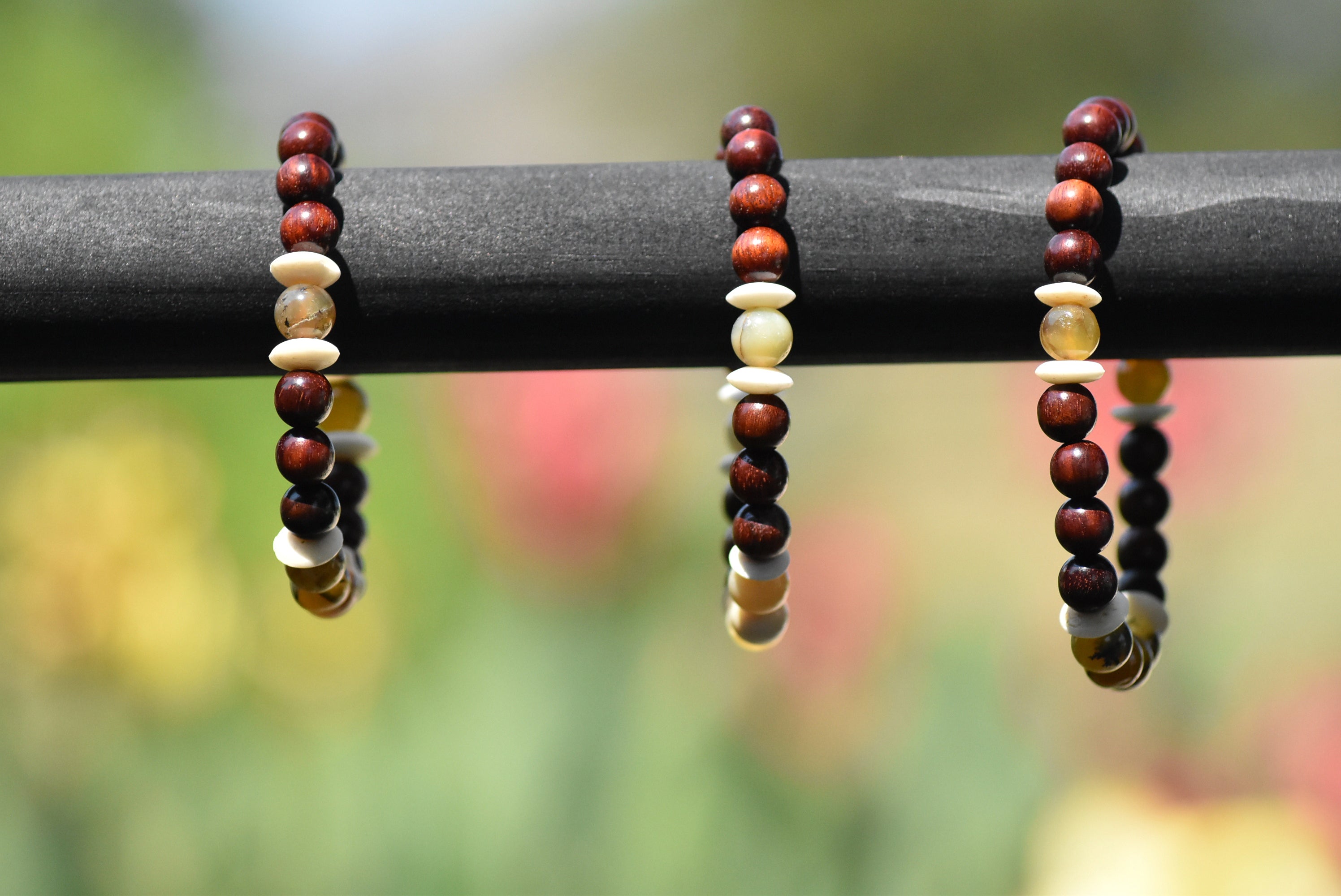 Thor - Yellow Opal, Red Sandalwood and Ox Bone Bracelet
